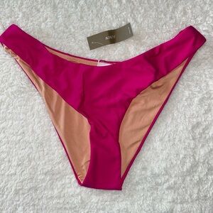 J. Crew Curved Waist Cheeky Bikini Bottom Hot Pink/Fuchsia Size Medium NWT